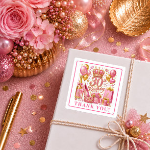 Pegatinas de cumpleaños 30 Brillante Rosa Caliente