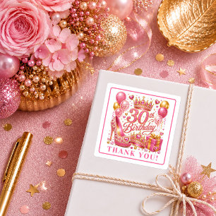 Pegatinas de cumpleaños 30 Dazzling Pink Gold Spar