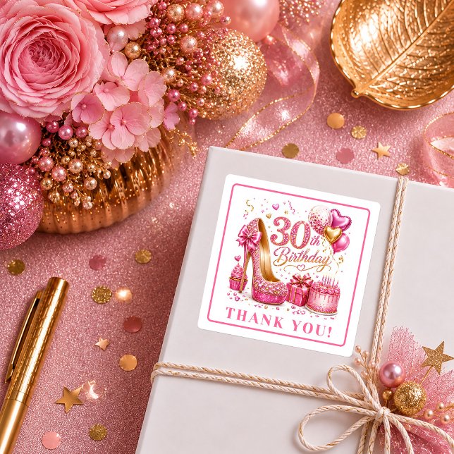 Pegatinas de cumpleaños 30 Fancy Hot Pink Sparkle (Fancy Hot Pink Sparkle 30th Birthday Stickers

)