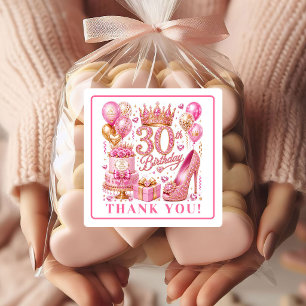 Pegatinas de cumpleaños 30 Glam Pink Gold Glitter