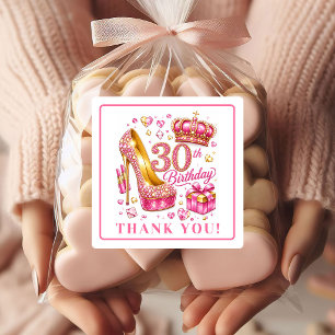 Pegatinas de cumpleaños 30 Luxe Magenta Gold Spark