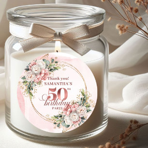 Pegatinas de cumpleaños 50 Modernas Rosa Oro Verde