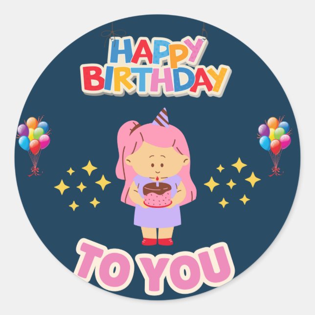 Pegatinas de cumpleaños bonitos: Feliz cumpleaños  (Anverso)