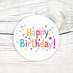 Pegatinas de cumpleaños con confeti retro