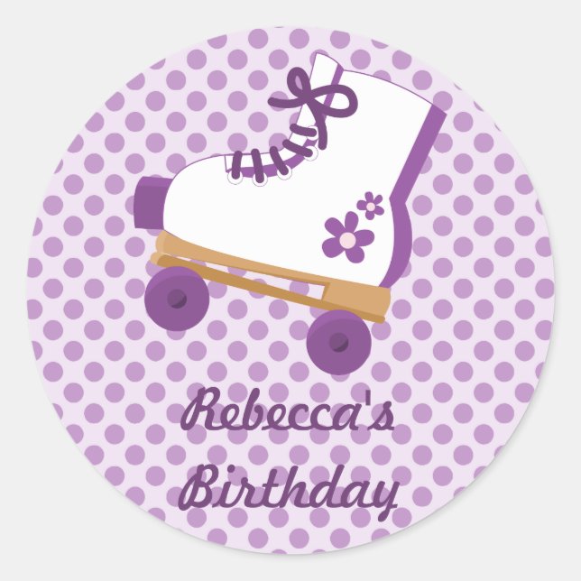 Pegatinas de cumpleaños con puntas moradas rodando (Anverso)