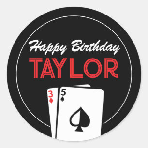 Pegatinas de cumpleaños con tarjeta de póquer de c