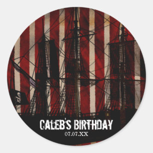 Pegatinas de cumpleaños con temática de barco pira