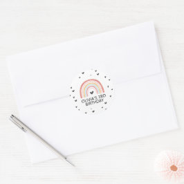 Pegatinas de cumpleaños de arcoíris y corazones