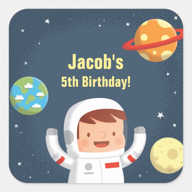 Pegatinas de cumpleaños de astronautas galácticos  (Anverso)