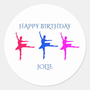 Pegatinas de cumpleaños de bailarina con el nombre