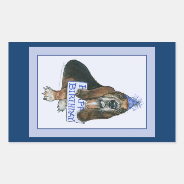 Pegatinas de cumpleaños de Basset Hound (Anverso)