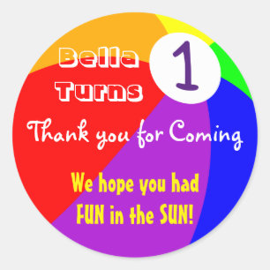 Pegatinas de cumpleaños de Beach Ball