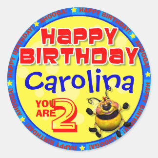 Pegatinas de cumpleaños de BeeWee con el nombre de