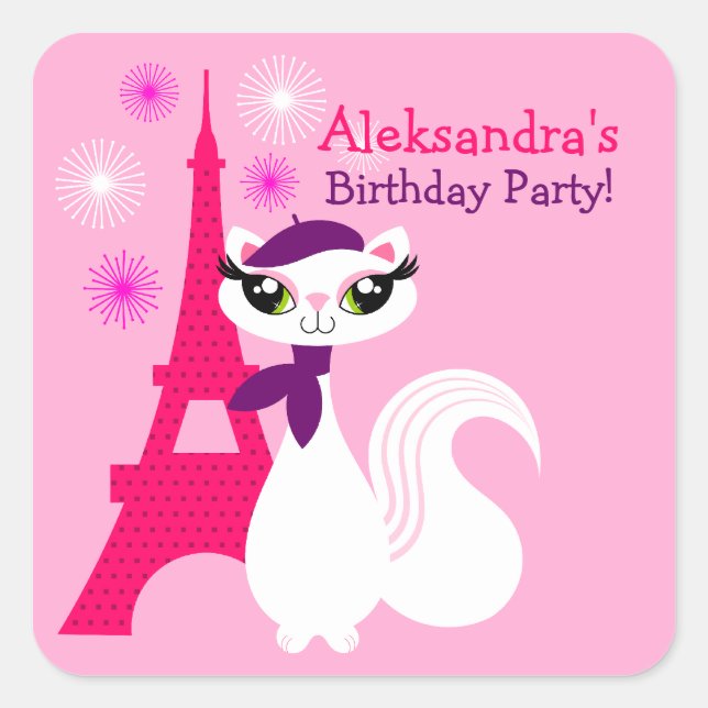 Pegatinas de cumpleaños de bonito Kitty París (Anverso)