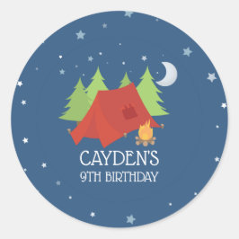 Pegatinas de cumpleaños de camping