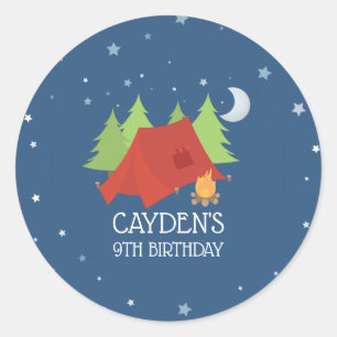 Pegatinas de cumpleaños de camping
