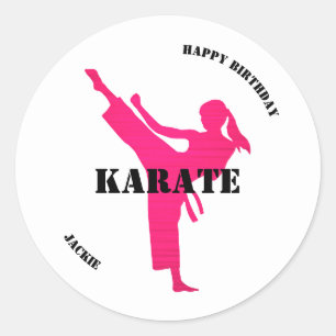 Pegatinas de cumpleaños de chica de karate
