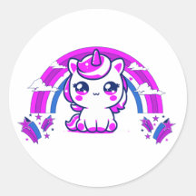 Pegatinas de Cumpleaños de Chicas Unicornio Mágica