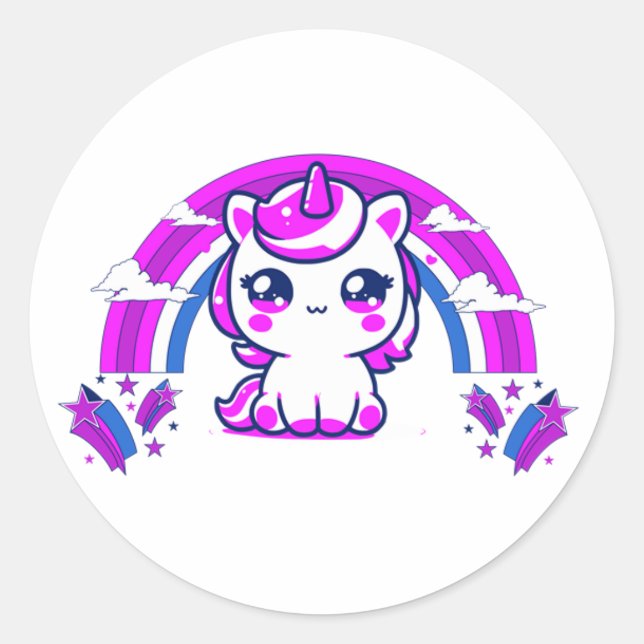 Pegatinas de Cumpleaños de Chicas Unicornio Mágica (Anverso)