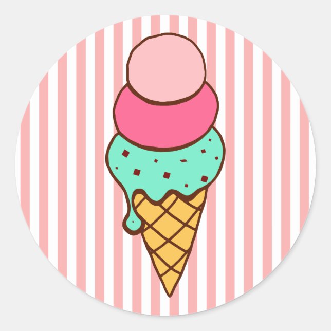 Pegatinas de Cumpleaños de Cono de Helado (Anverso)
