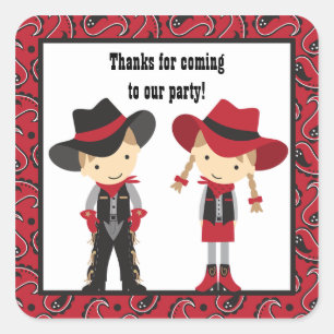 Pegatinas de cumpleaños de Cowboy y Cowgirl