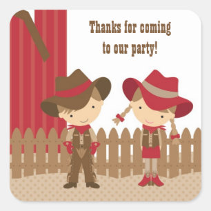 Pegatinas de cumpleaños de Cowboy y Cowgirl
