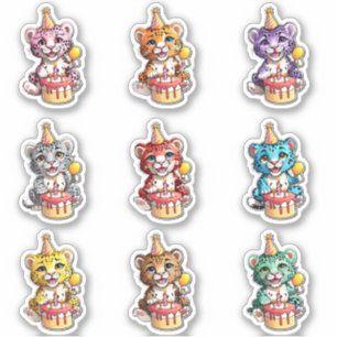 Pegatinas de cumpleaños de Cute Baby Jaguars