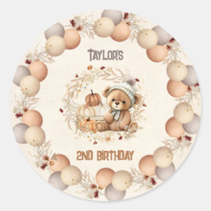 Pegatinas de cumpleaños de Cute Bear Fall