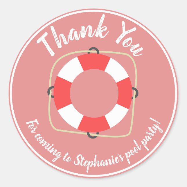 Pegatinas de cumpleaños de Fiesta de piscina (Anverso)