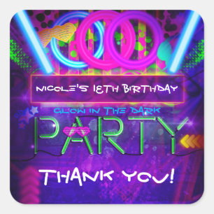 Pegatinas de Cumpleaños de Fiesta del Neon Glow Cl