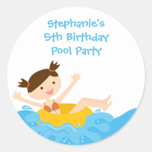 Pegatinas de cumpleaños de fiestas de chicas de ch