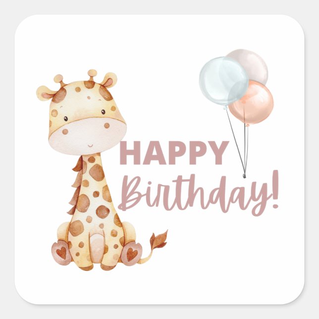 Pegatinas de cumpleaños de Giraffe (Anverso)