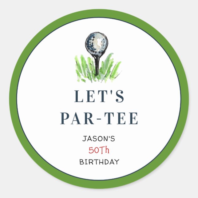 Pegatinas de cumpleaños de golf PAR-TEE (Anverso)