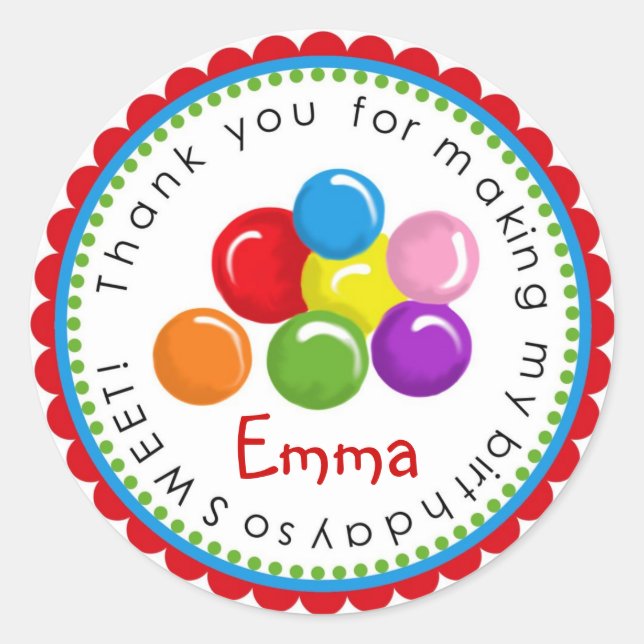 Pegatinas de cumpleaños de Gumballs (Anverso)