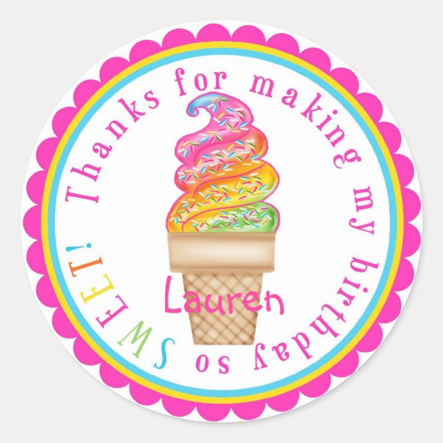 Pegatinas de cumpleaños de Ice Cream Swirl (Anverso)
