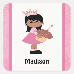 Pegatinas de cumpleaños de la princesa afroamerica