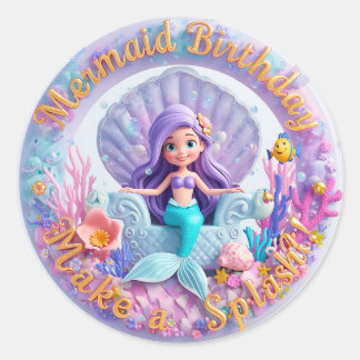Pegatinas de cumpleaños de la sirena moderna - Gra
