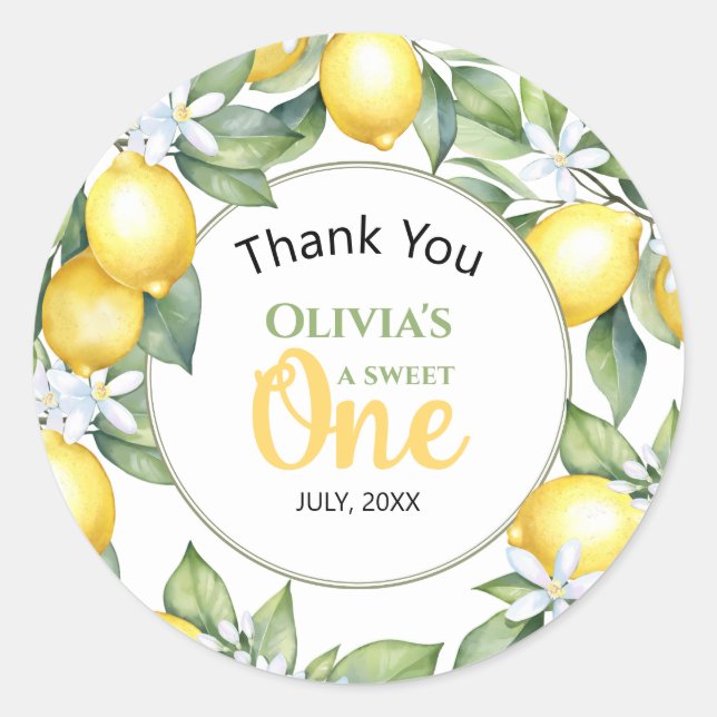 Pegatinas de cumpleaños de limón citrus (Anverso)