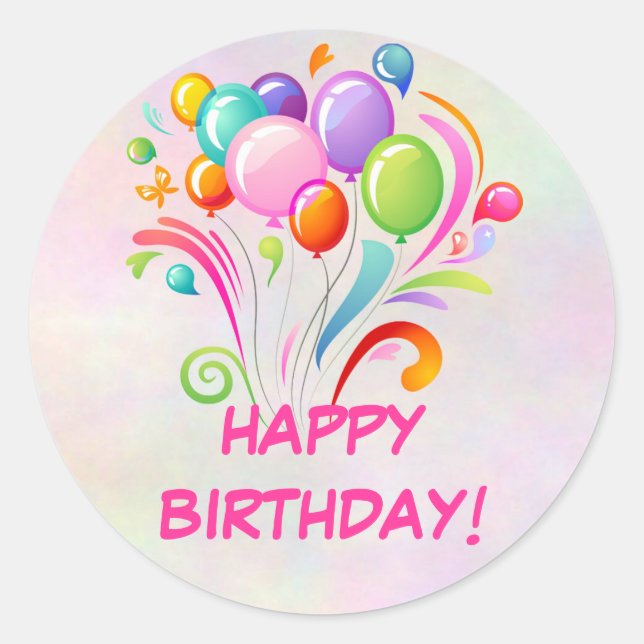 Pegatinas de cumpleaños de los globos (Anverso)
