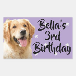 Pegatinas de cumpleaños de mascota morado personal