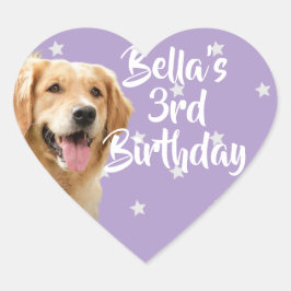 Pegatinas de cumpleaños de mascota morado personal
