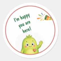 Pegatinas de cumpleaños de monstruo verde lindo