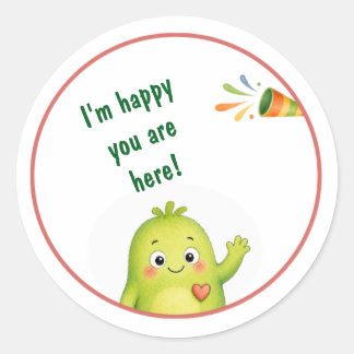 Pegatinas de cumpleaños de monstruo verde lindo