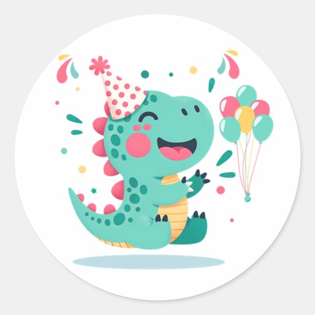 Pegatinas de cumpleaños de niños dinosaurios | Fav (Anverso)