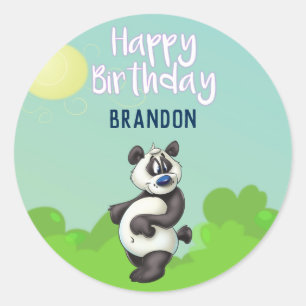 Pegatinas de cumpleaños de Panda Personalizado
