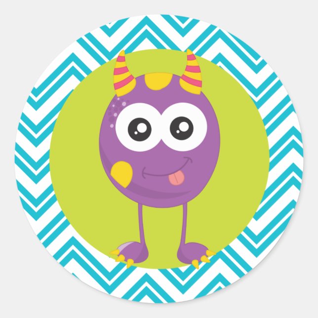 Pegatinas de cumpleaños de pequeño monstruo para f (Anverso)