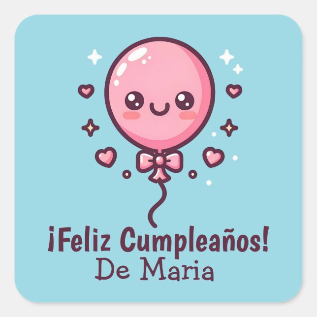 Pegatinas de cumpleaños de personalizado Cute Ball (Anverso)