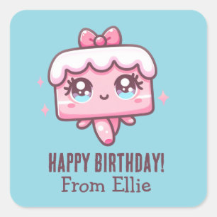 Pegatinas de cumpleaños de personalizado Cute Cake