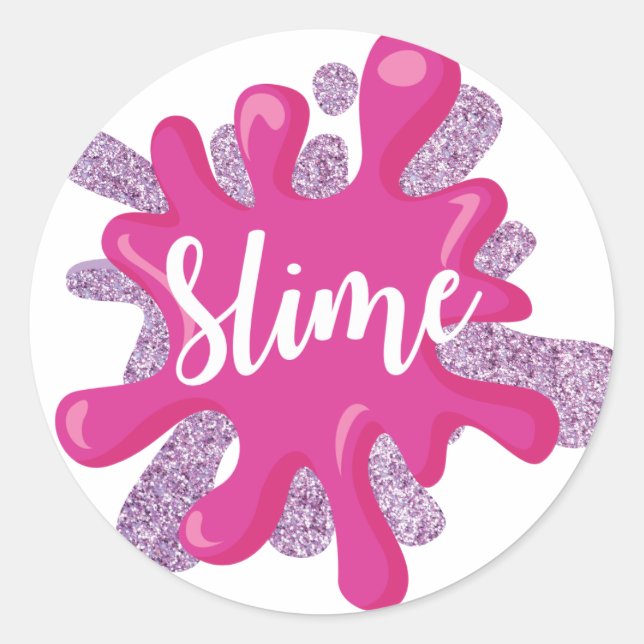 Pegatinas de cumpleaños de slime en rosa y morado (Anverso)