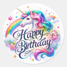 Pegatinas de cumpleaños de Unicornio